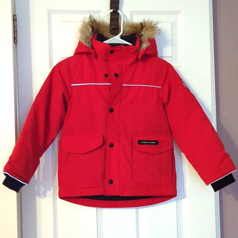 Kid's Canada Goose Logan Parka Unisex Red Size Age 6-7